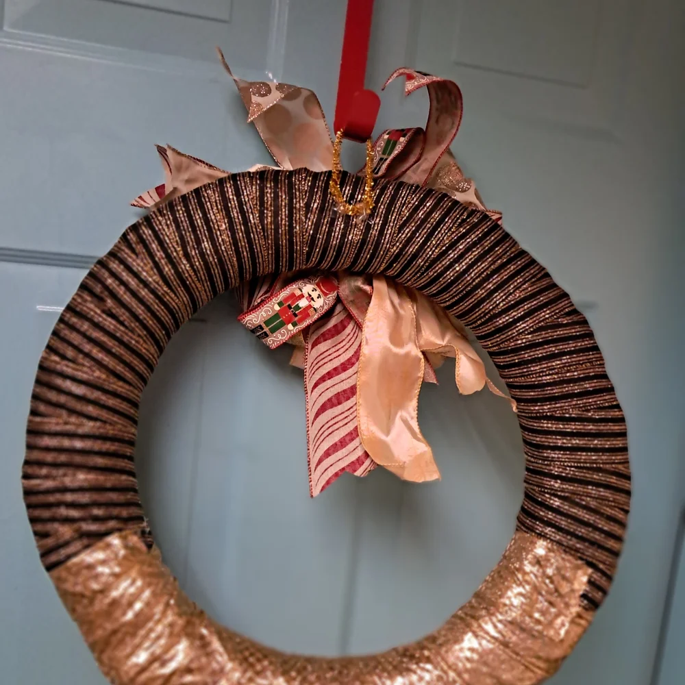 Festive Gold and Black Holiday Wreath